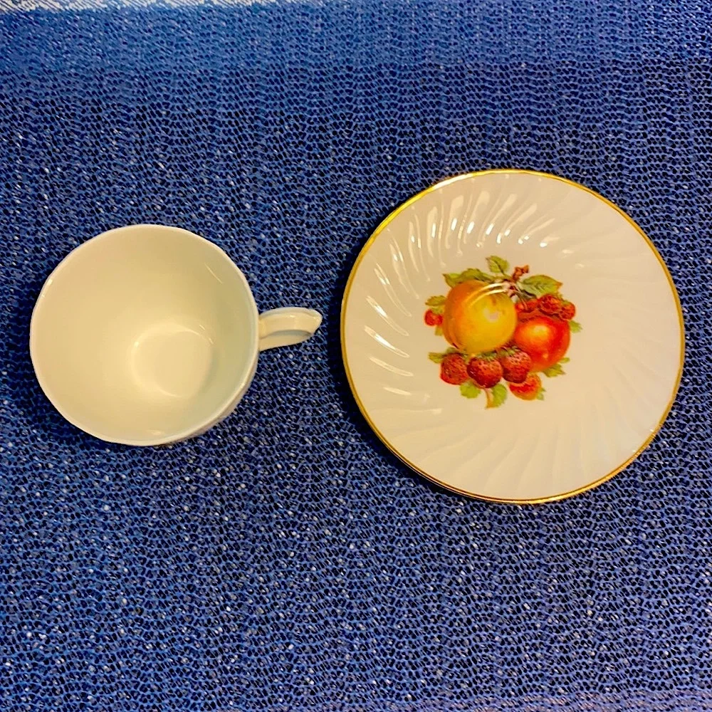 Burleigh Ware Fruit Decorated Cup Saucer Ironstone